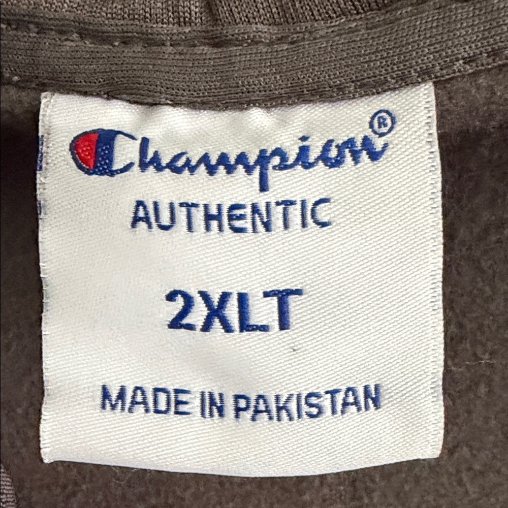 Champion Men’s Charcoal Full-Zip Hoodie • 2XLT • 100% Polyester • Like New - Picture 2 of 10